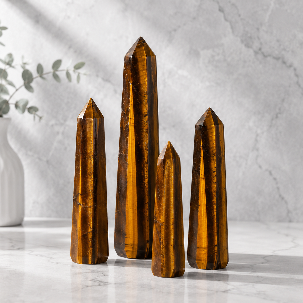 Tiger Eye Tower Point (Focus and Fear) | Obelisks & Pencils | Wiccan Center