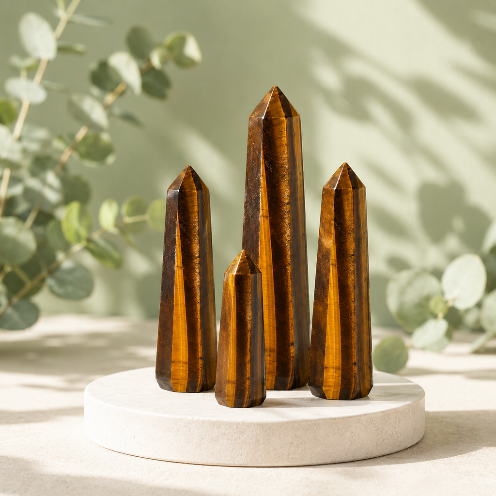Tiger Eye Tower Point (Focus and Fear) | Obelisks & Pencils | Wiccan Center