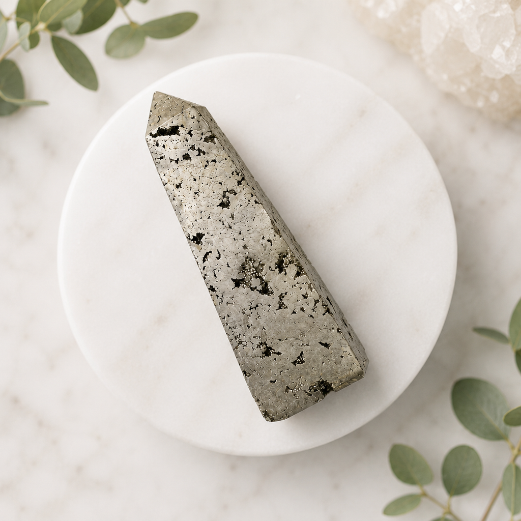 Pyrite Druzy Tower Point (Memory and Wealth)