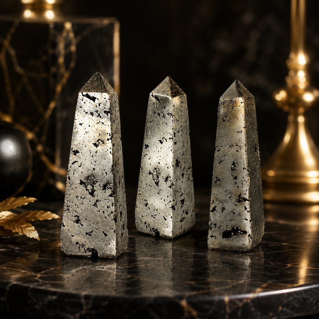 Pyrite Druzy Tower Point (Memory and Wealth)