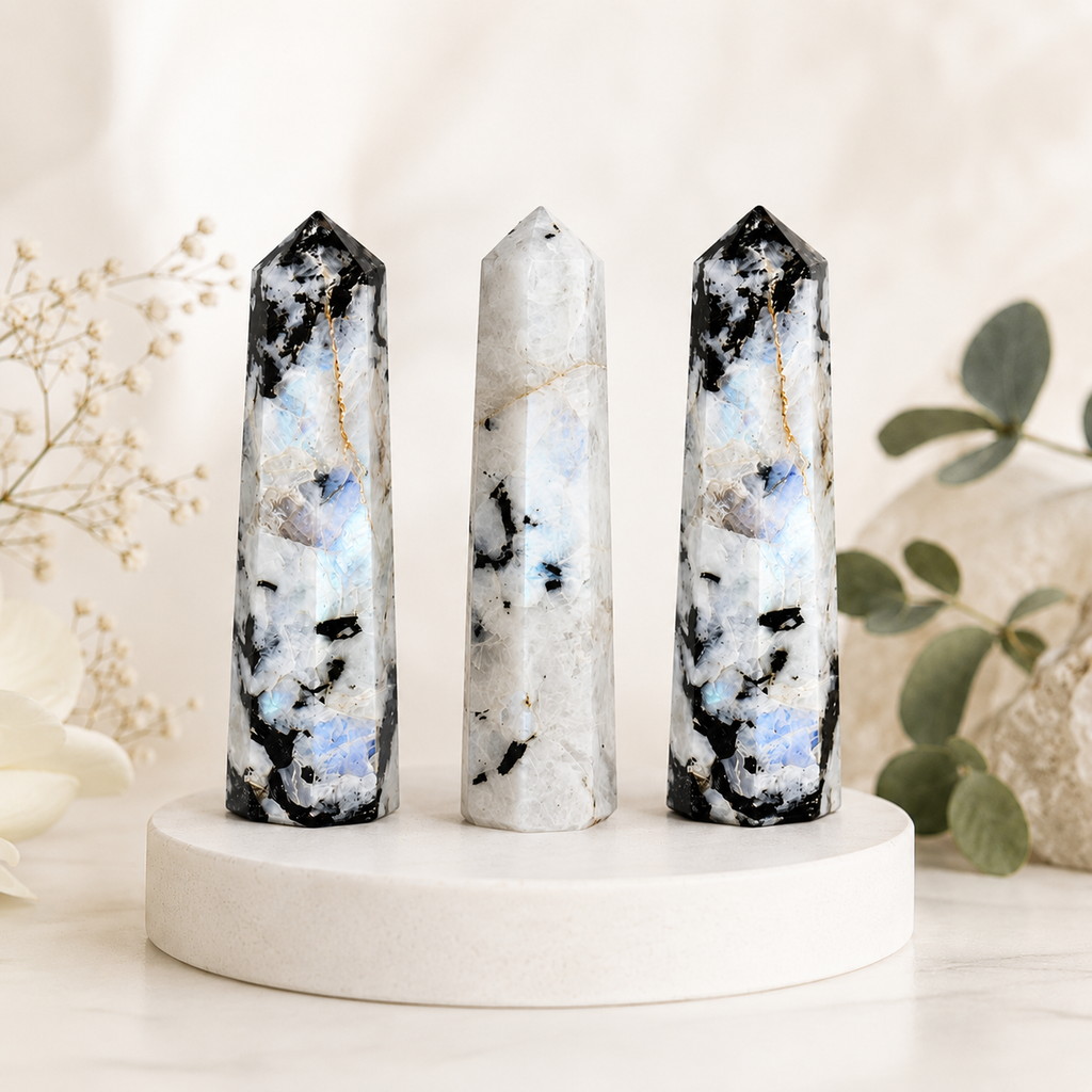 Rainbow Moonstone Tower Point (Creativity and Compassion)