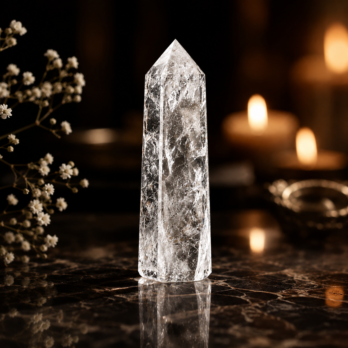 Crystal Quartz Tower (Mental Clarity and Emotional Stability)