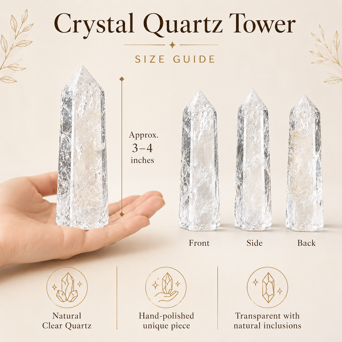 Crystal Quartz Tower (Mental Clarity and Emotional Stability)