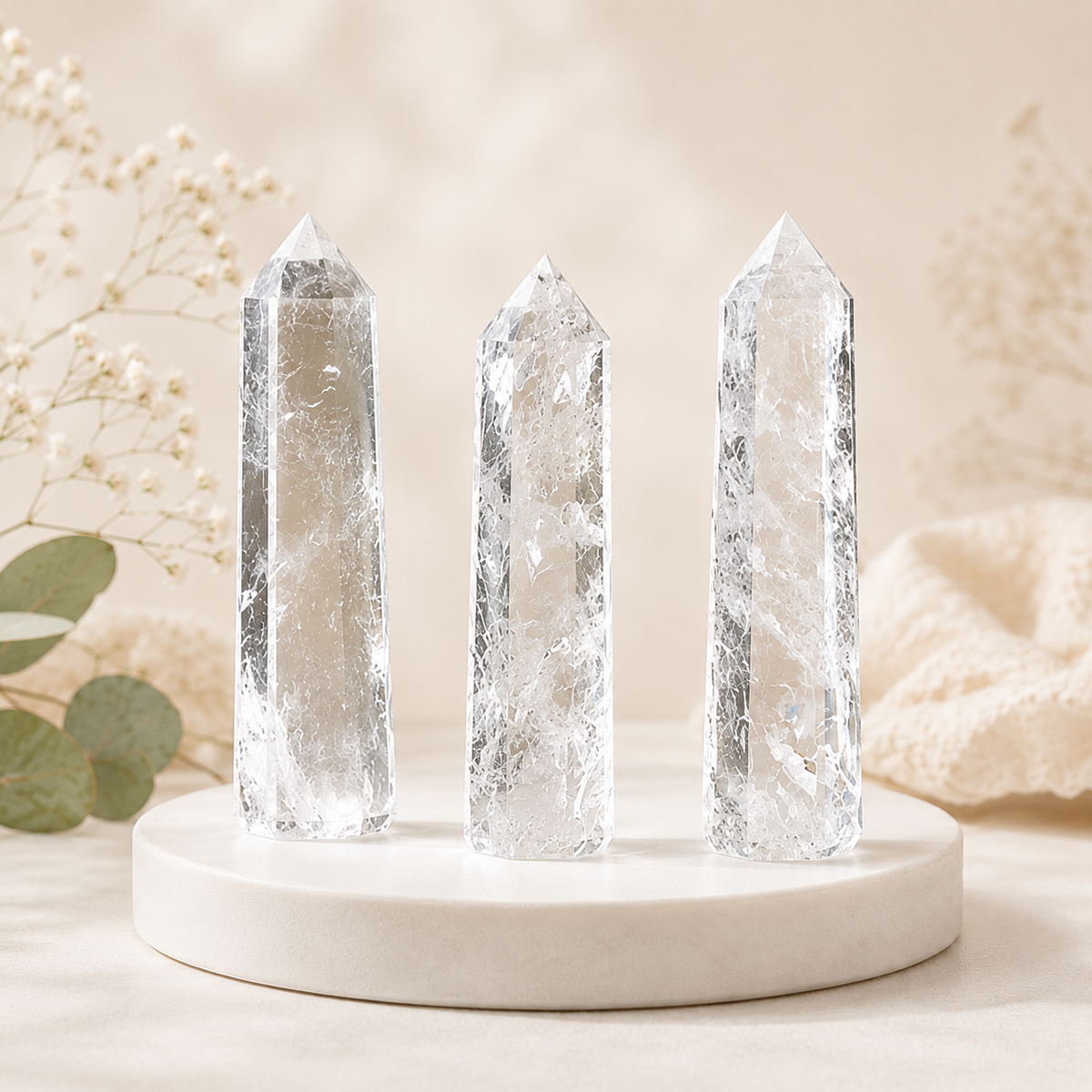 Crystal Quartz Tower (Mental Clarity and Emotional Stability)