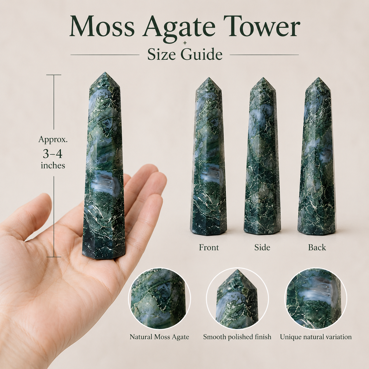 Moss Agate Tower Point (Tranquility and Emotional Balance)