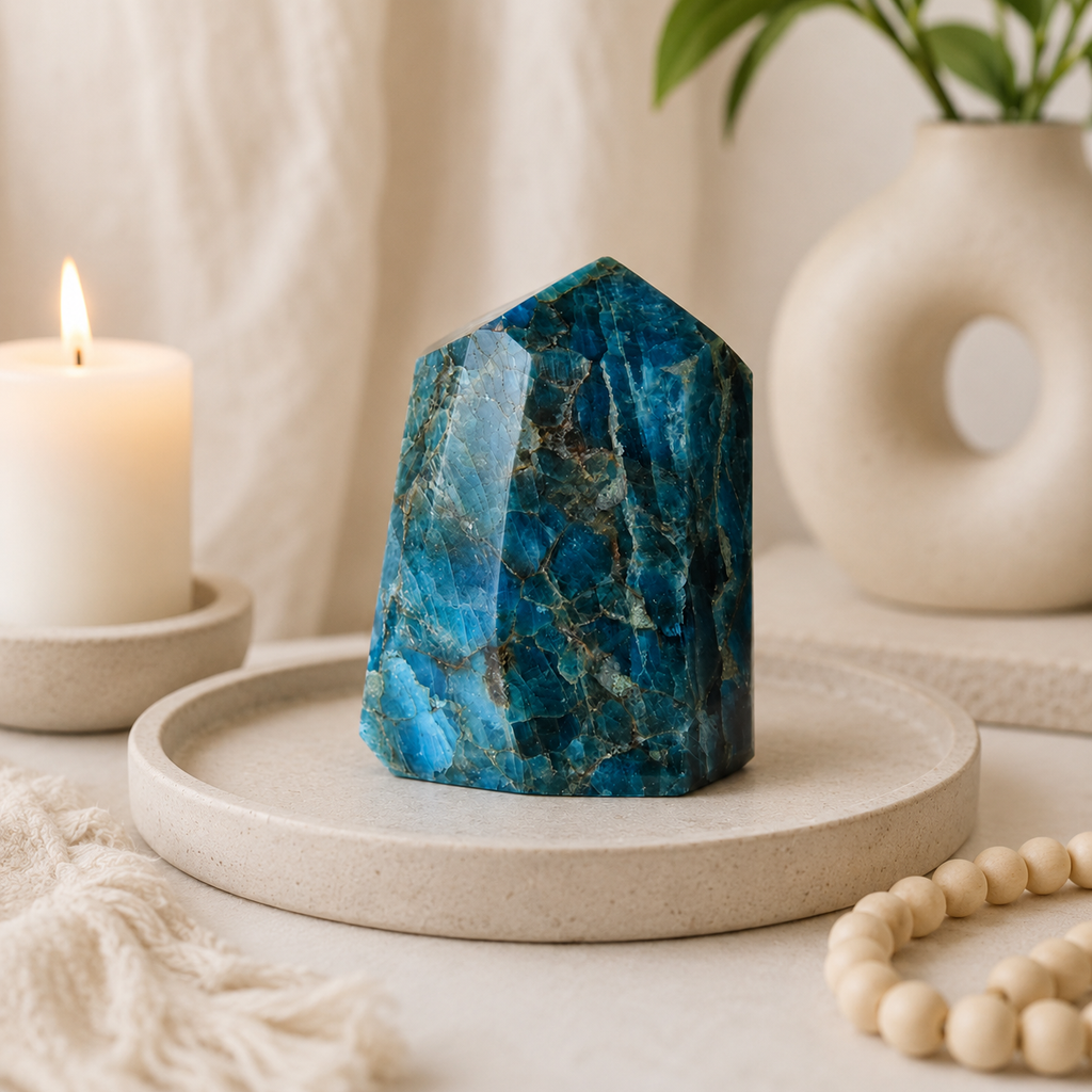 Polished Blue Apatite Points (Inspiration and Psychic Abilities)