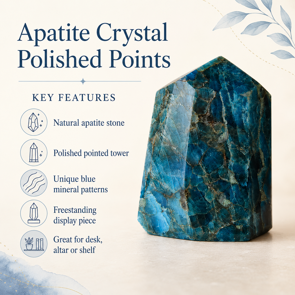 Polished Blue Apatite Points (Inspiration and Psychic Abilities)