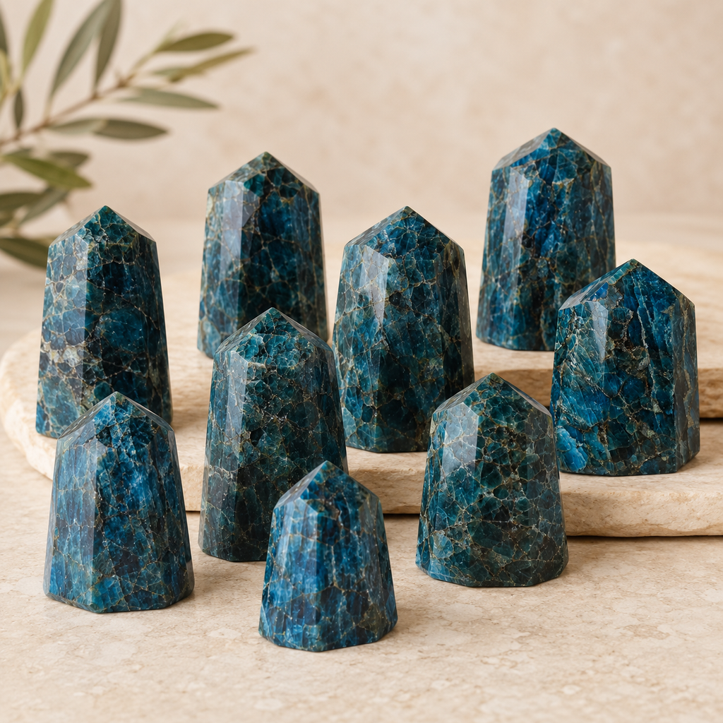 Polished Blue Apatite Points (Inspiration and Psychic Abilities)