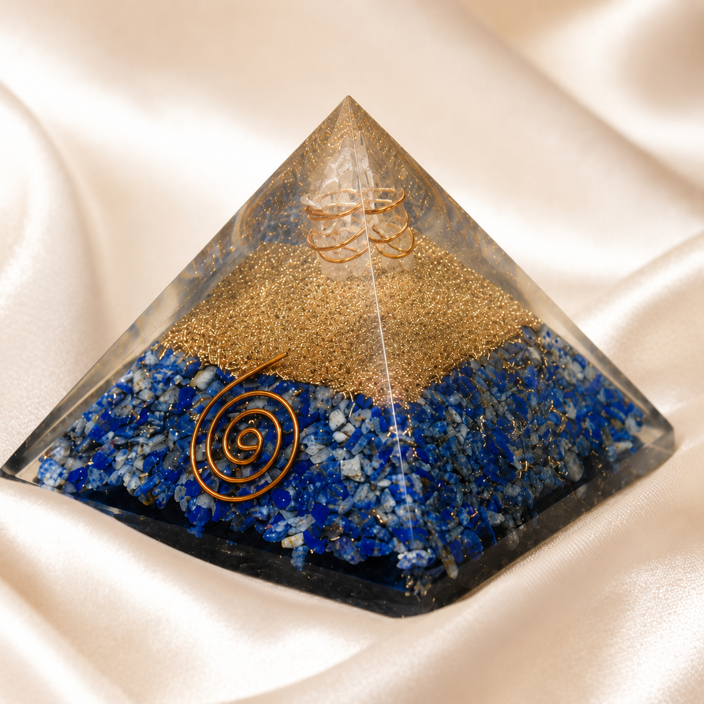 Lapis Lazuli Orgone pyramid, Clear Quartz Crystal Pencil