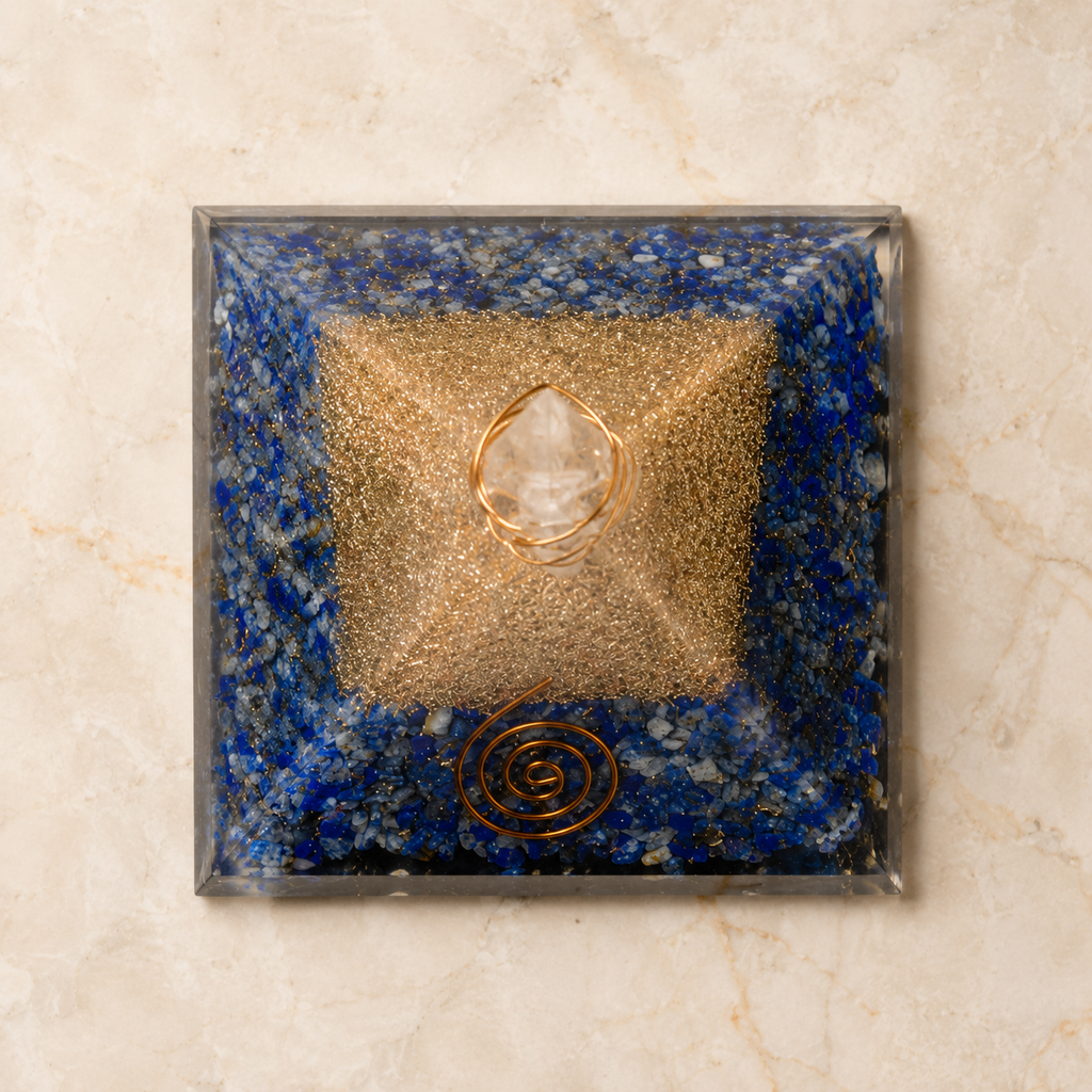Lapis Lazuli Orgone pyramid, Clear Quartz Crystal Pencil