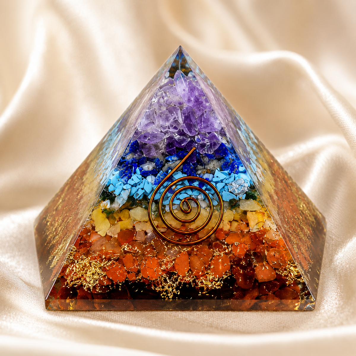 7 Chakra Orgone pyramid With Clear Quartz Crystal Pencil