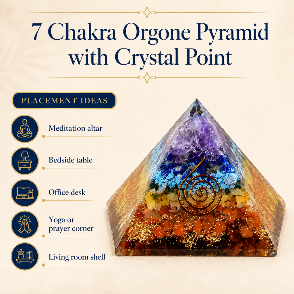 7 Chakra Orgone pyramid With Clear Quartz Crystal Pencil