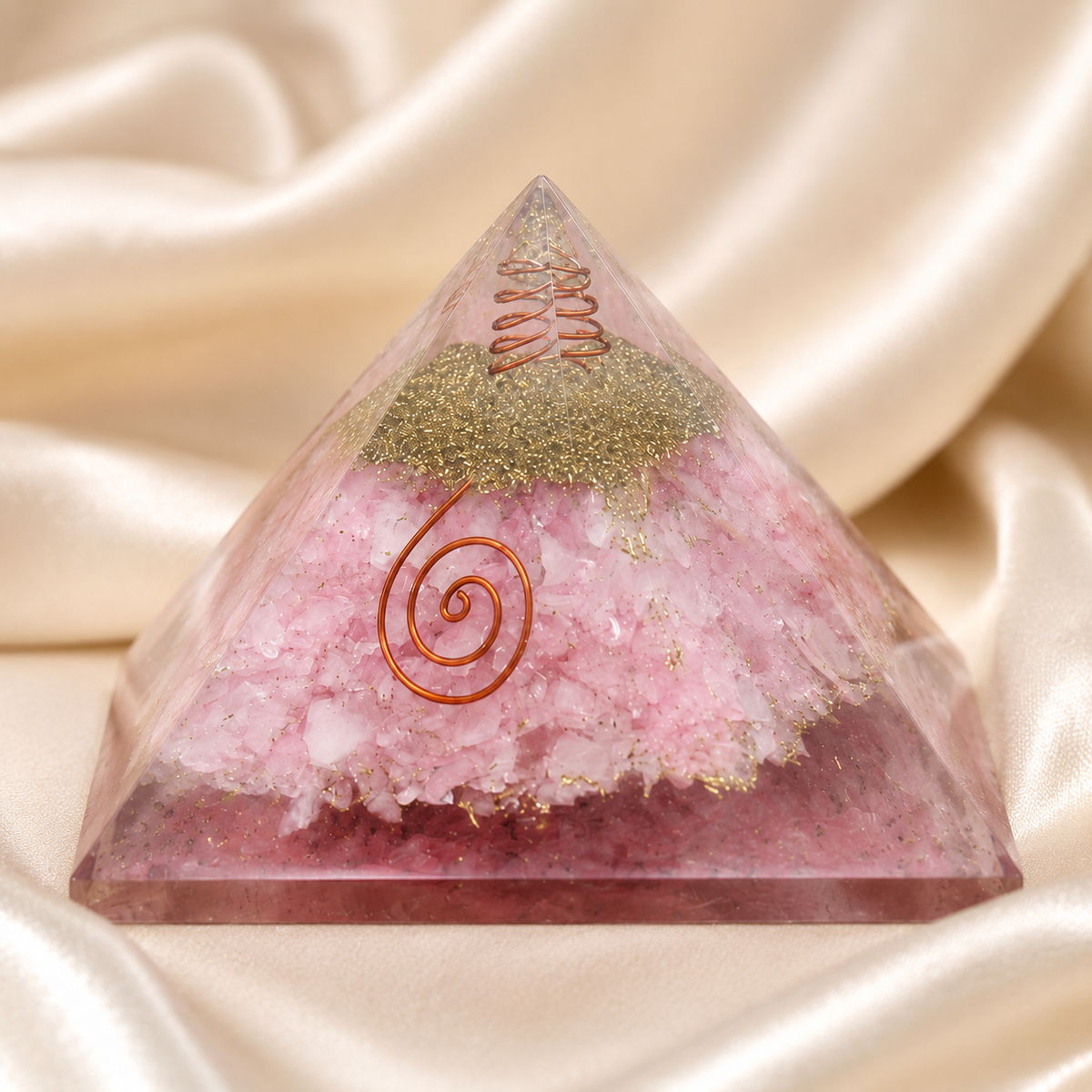 Rose Quartz Orgone pyramid, Clear Quartz Crystal Pencil