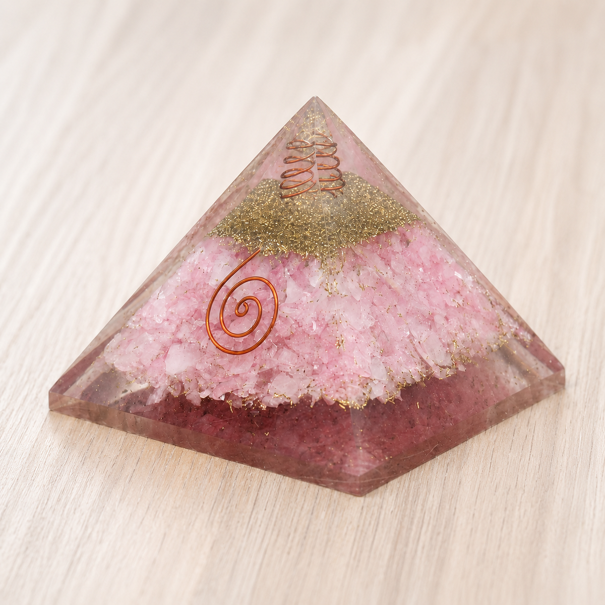 Rose Quartz Orgone pyramid, Clear Quartz Crystal Pencil