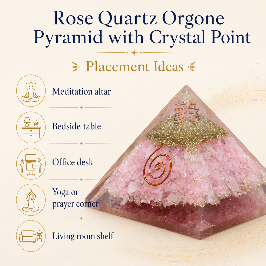 Rose Quartz Orgone pyramid, Clear Quartz Crystal Pencil