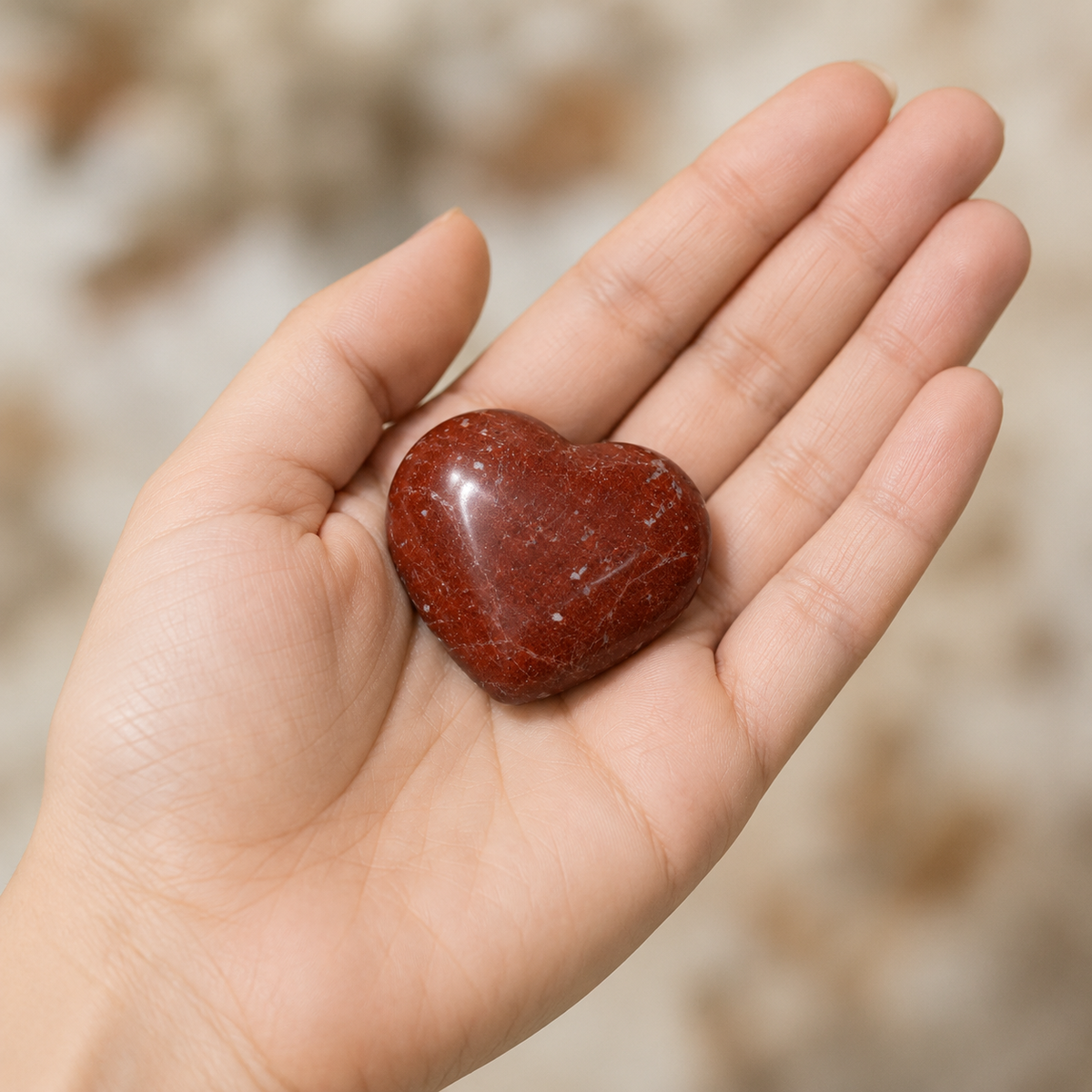 Red Jasper Heart Crystal, Puffy Mini 1 Inch Pocket Crystal Heart | Hearts | Wiccan Center