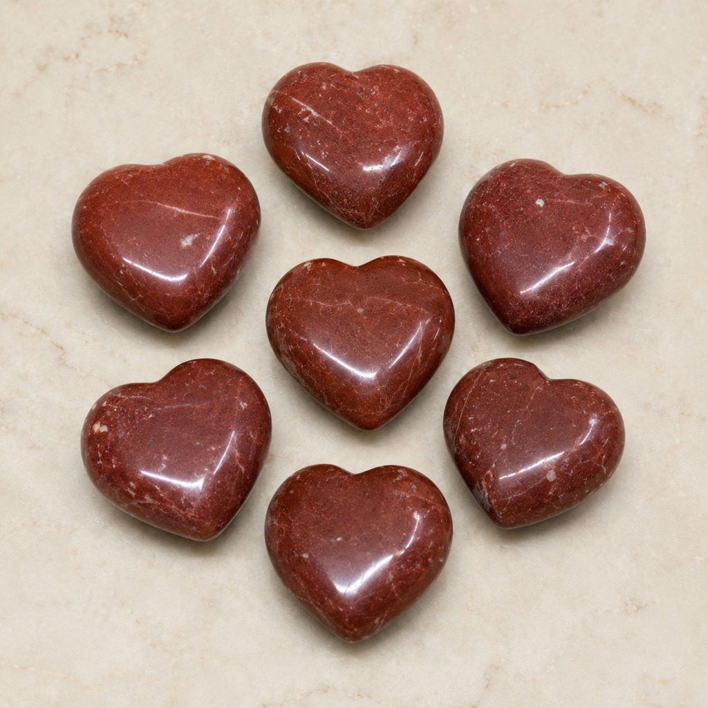 Red Jasper Heart Crystal, Puffy Mini 1 Inch Pocket Crystal Heart | Hearts | Wiccan Center