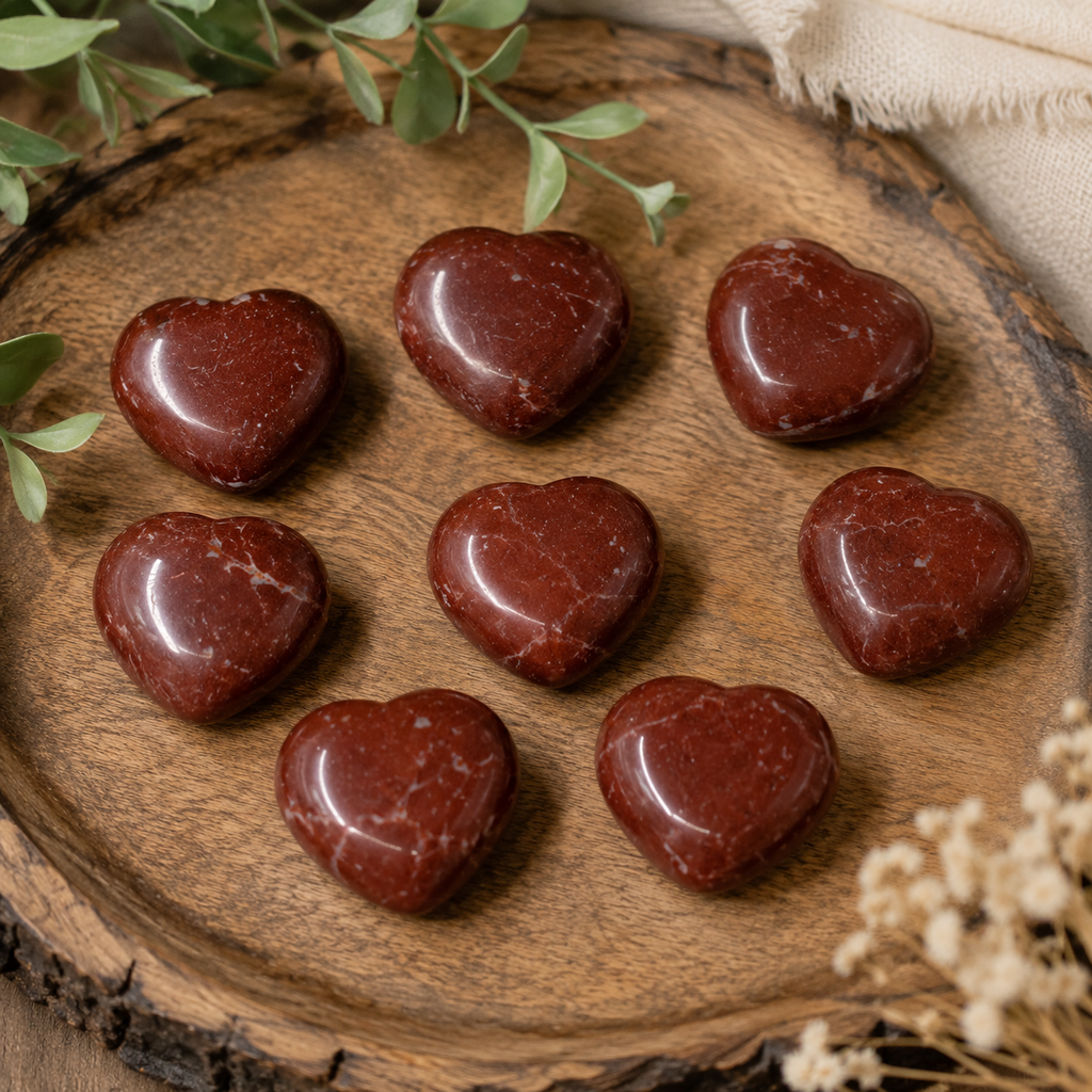 Red Jasper Heart Crystal, Puffy Mini 1 Inch Pocket Crystal Heart | Hearts | Wiccan Center