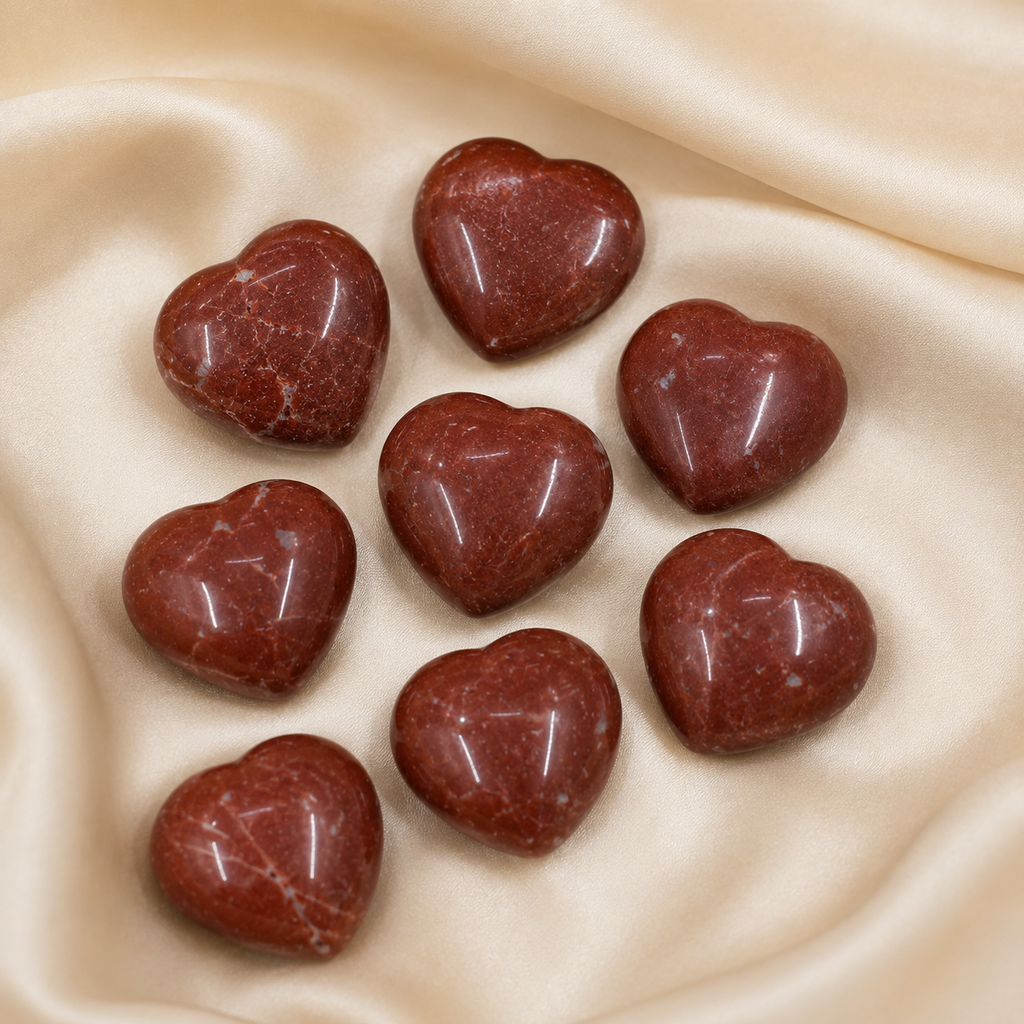 Red Jasper Heart Crystal, Puffy Mini 1 Inch Pocket Crystal Heart | Hearts | Wiccan Center