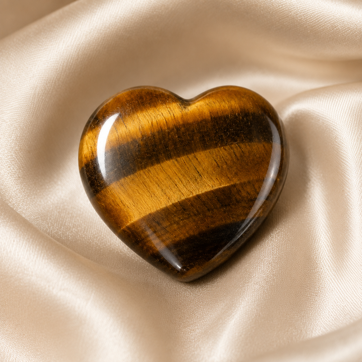 Tiger Eye Heart Crystal, Puffy Mini 1 Inch Pocket Crystal Heart