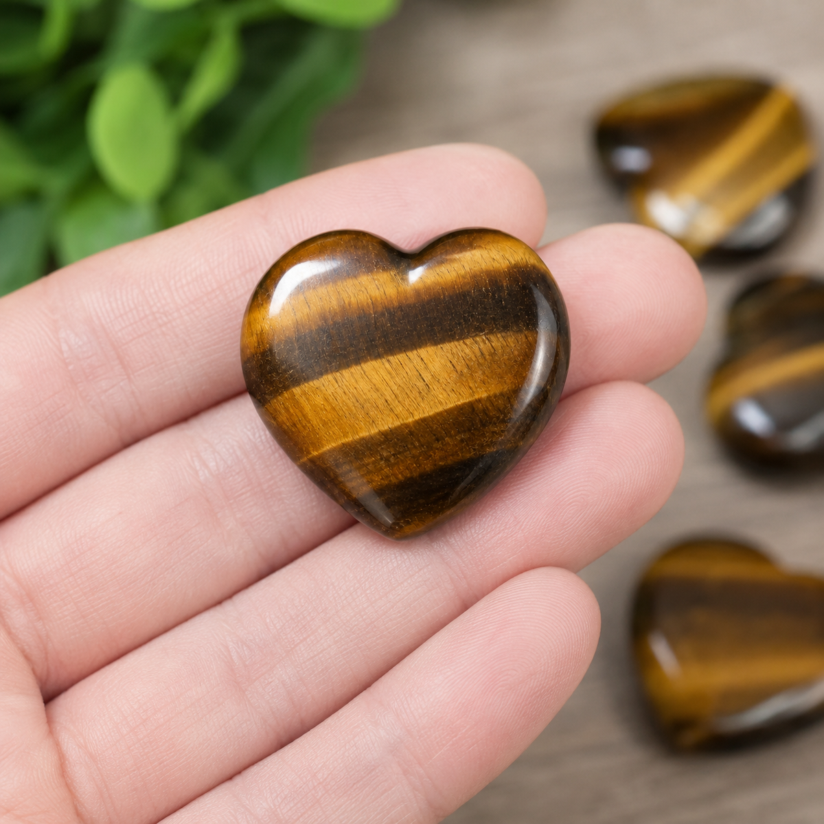 Tiger Eye Heart Crystal, Puffy Mini 1 Inch Pocket Crystal Heart