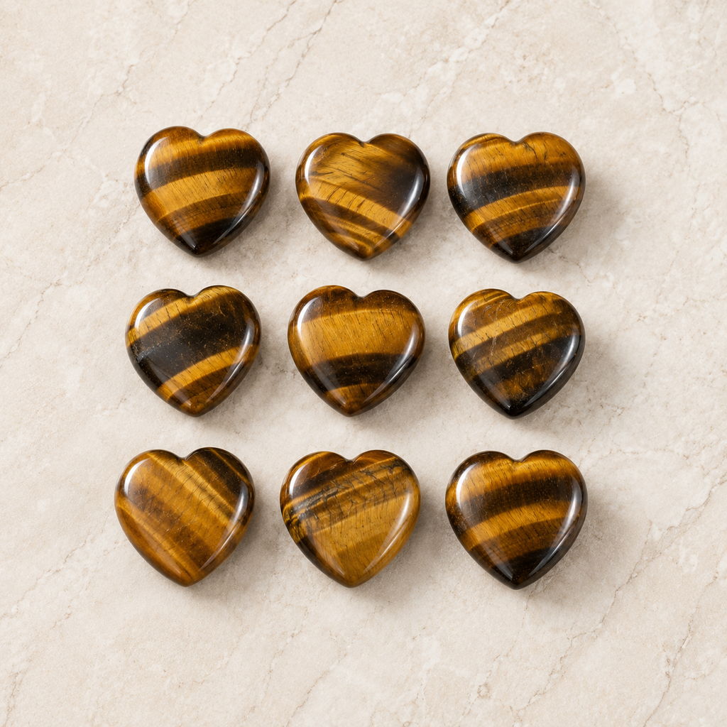 Tiger Eye Heart Crystal, Puffy Mini 1 Inch Pocket Crystal Heart | Hearts | Wiccan Center