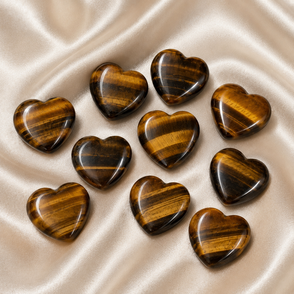 Tiger Eye Heart Crystal, Puffy Mini 1 Inch Pocket Crystal Heart | Hearts | Wiccan Center