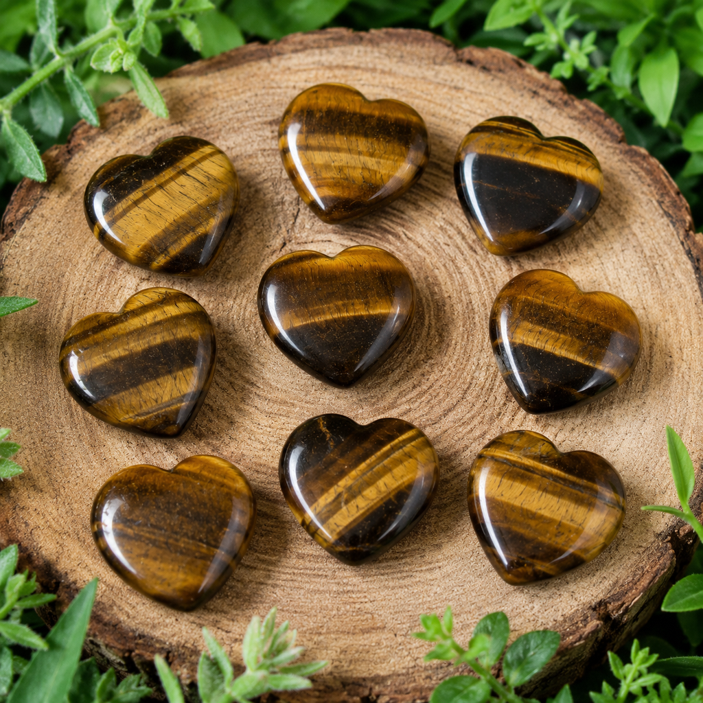 Tiger Eye Heart Crystal, Puffy Mini 1 Inch Pocket Crystal Heart | Hearts | Wiccan Center