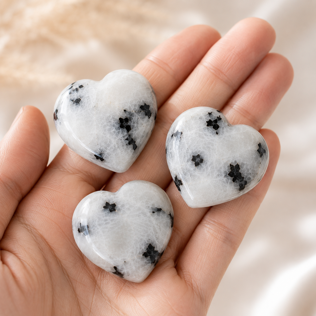 Rainbow Moonstone Heart Crystal, Puffy Mini 1 Inch Pocket Crystal Heart | Hearts | Wiccan Center