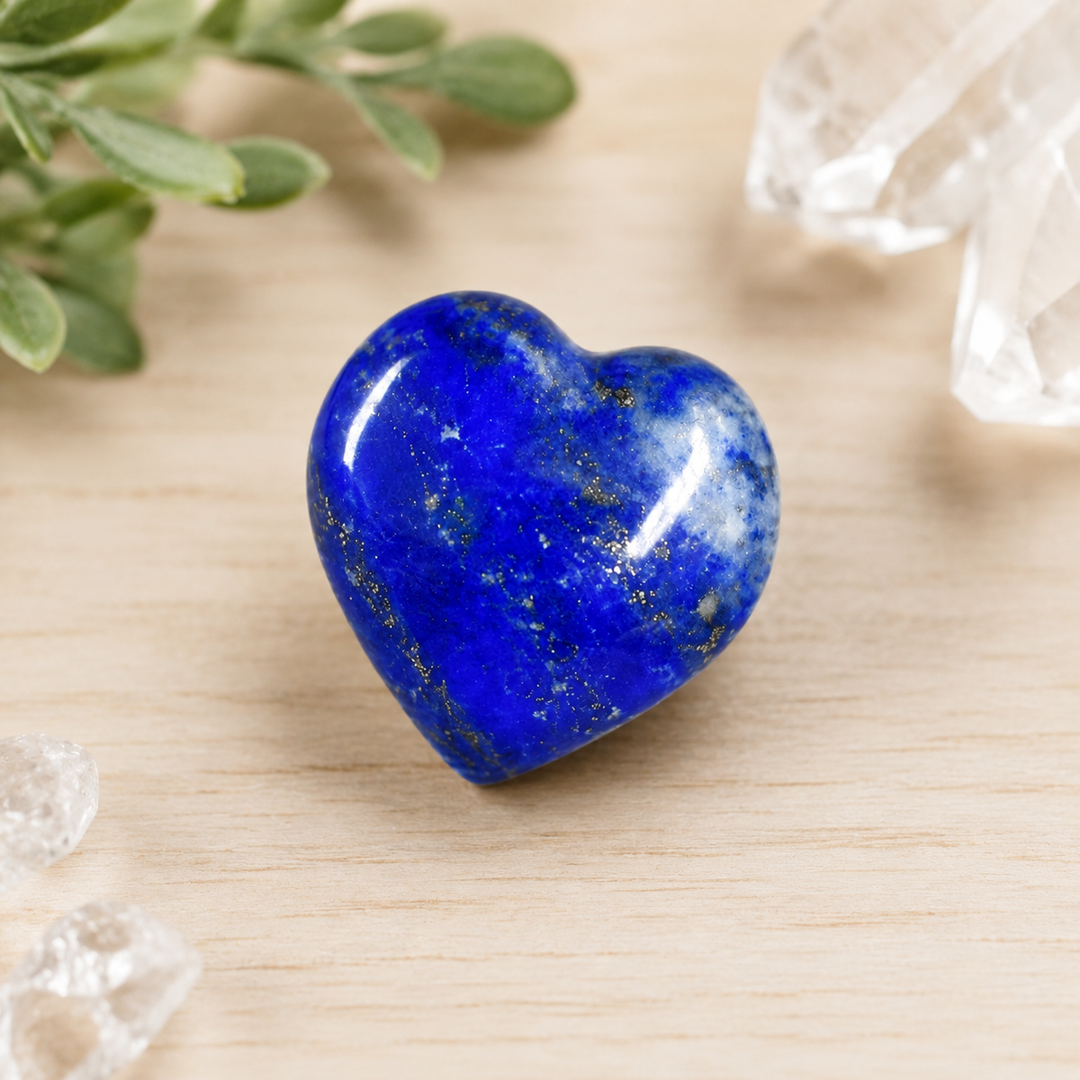 Lapis Lazuli Heart Crystal, Puffy Mini 1 Inch Pocket Crystal Heart
