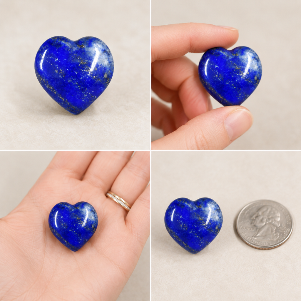 Lapis Lazuli Heart Crystal, Puffy Mini 1 Inch Pocket Crystal Heart | Hearts | Wiccan Center