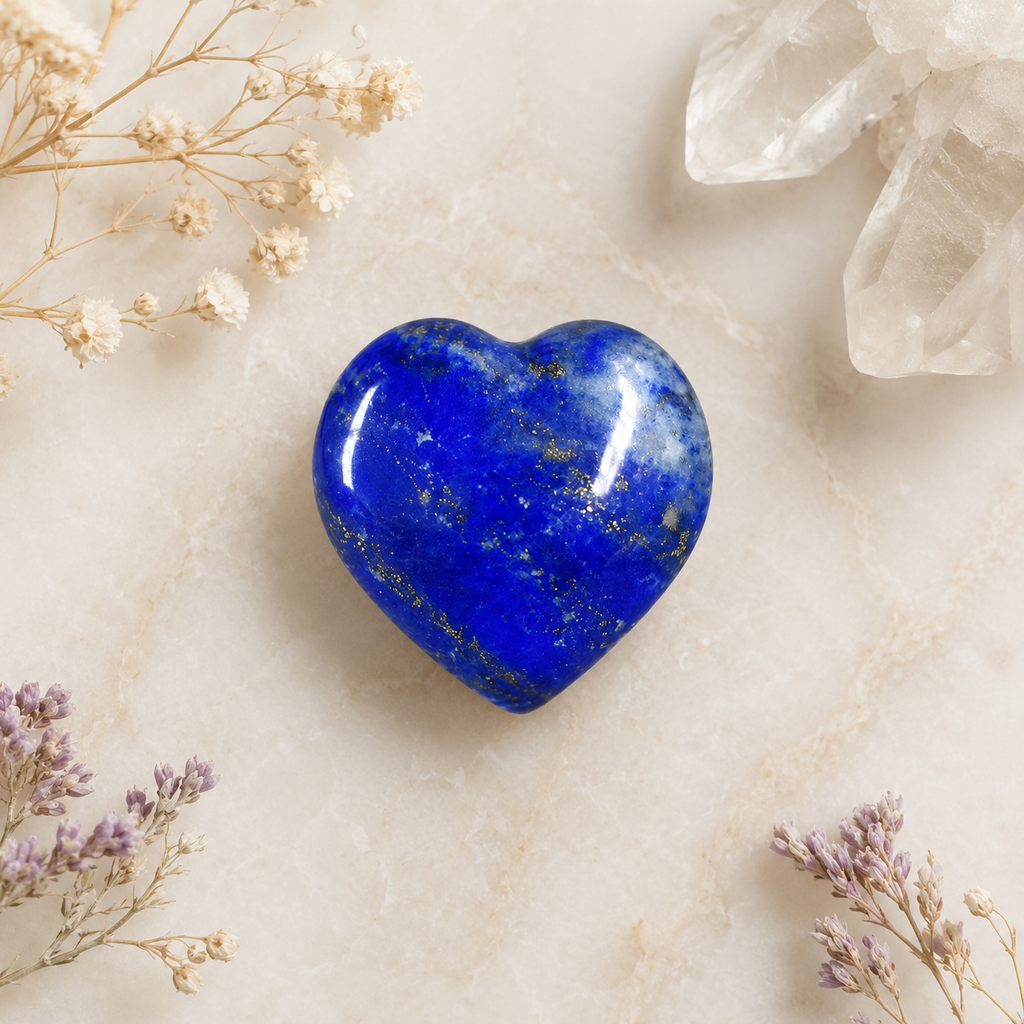Lapis Lazuli Heart Crystal, Puffy Mini 1 Inch Pocket Crystal Heart | Hearts | Wiccan Center