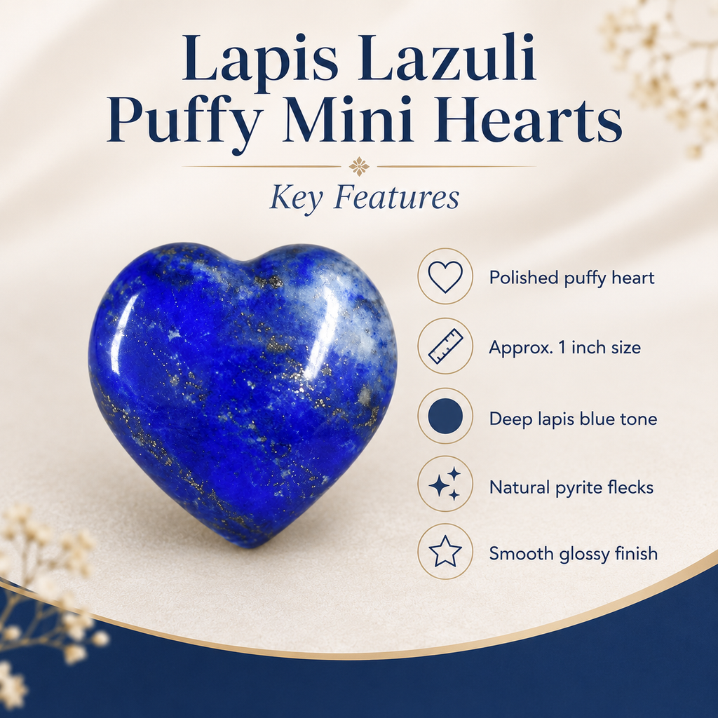 Lapis Lazuli Heart Crystal, Puffy Mini 1 Inch Pocket Crystal Heart | Hearts | Wiccan Center