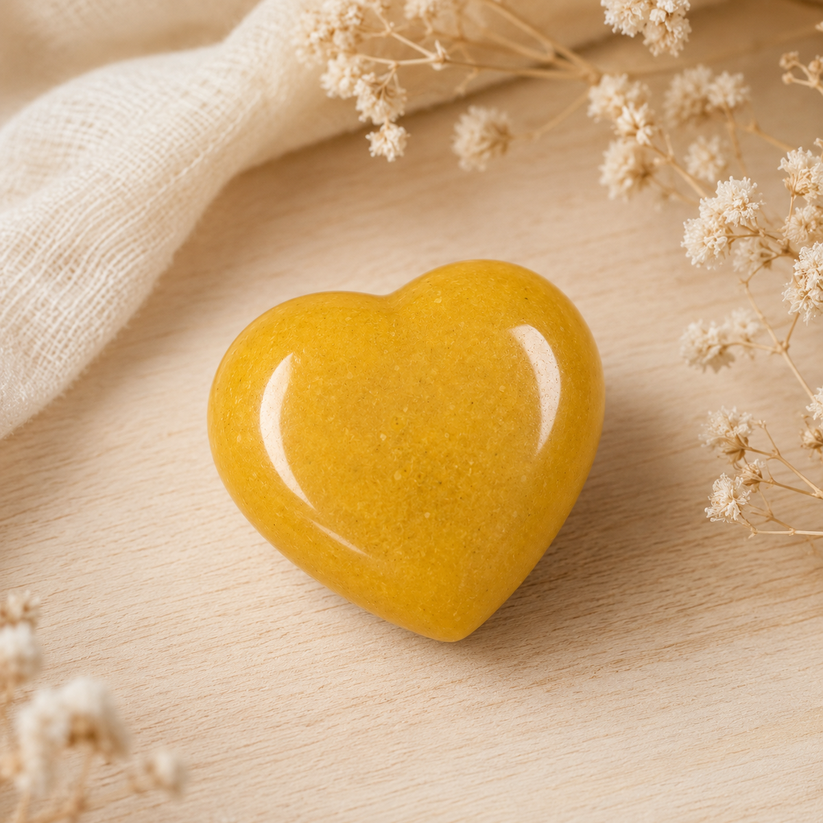 Yellow Aventurine Heart Crystal, Puffy Mini 1 Inch Pocket Crystal Heart | Hearts | Wiccan Center