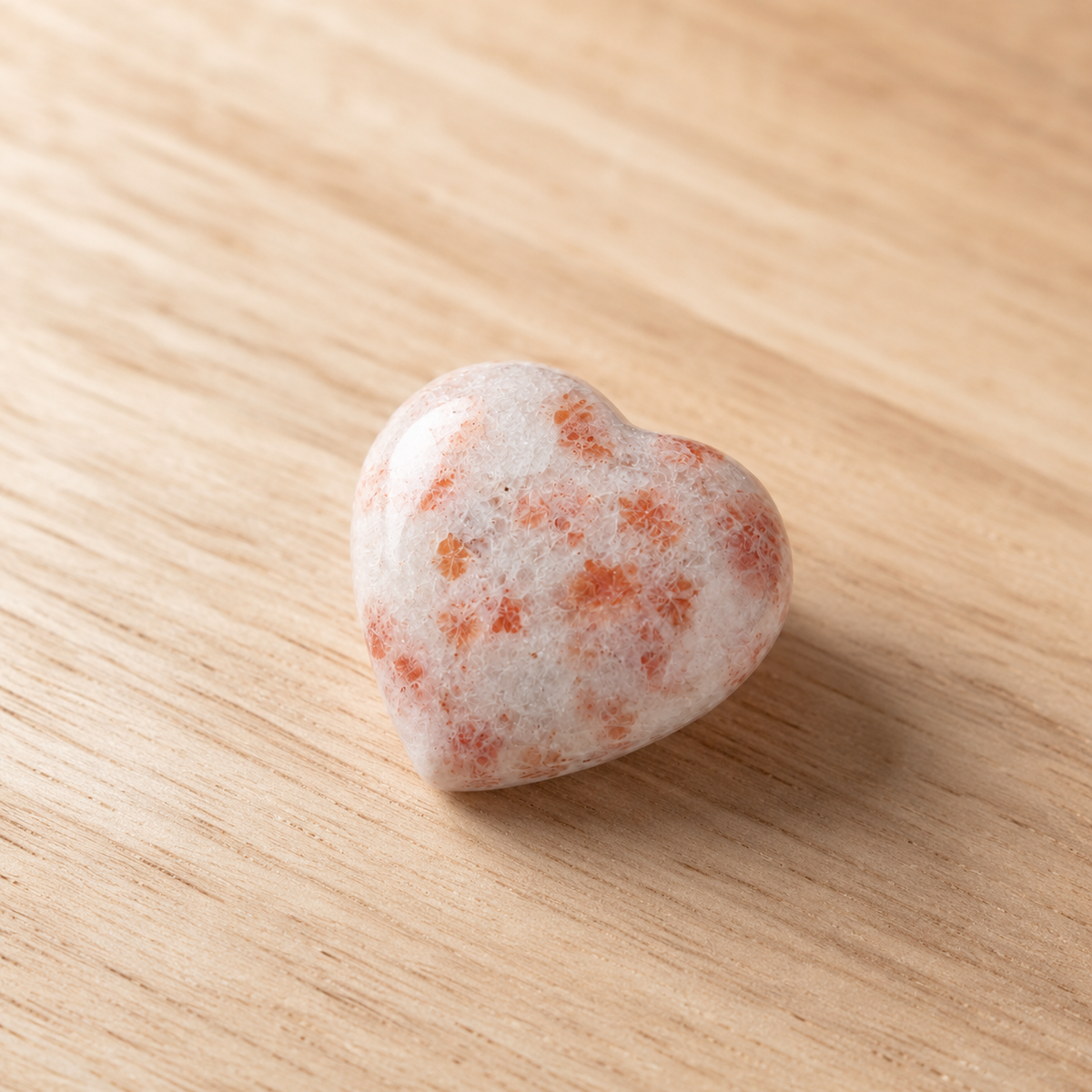 Sunstone Heart Crystal, Puffy Mini 1 Inch Pocket Crystal Heart.