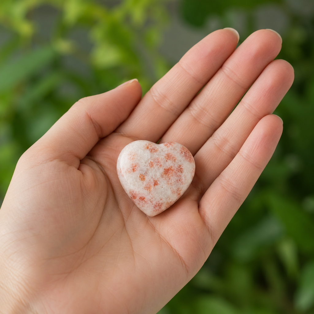 Sunstone Heart Crystal, Puffy Mini 1 Inch Pocket Crystal Heart. | Hearts | Wiccan Center