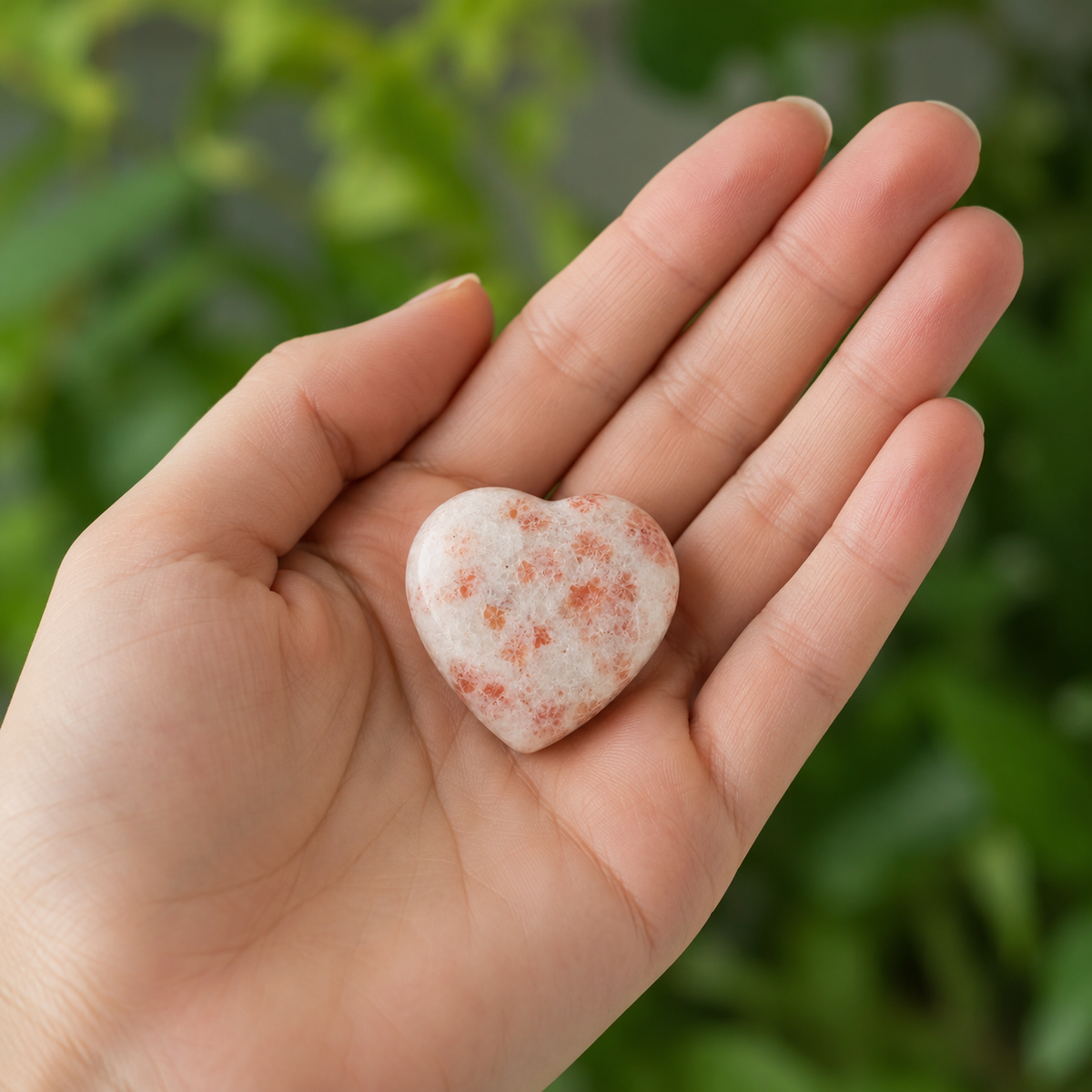 Sunstone Heart Crystal, Puffy Mini 1 Inch Pocket Crystal Heart.