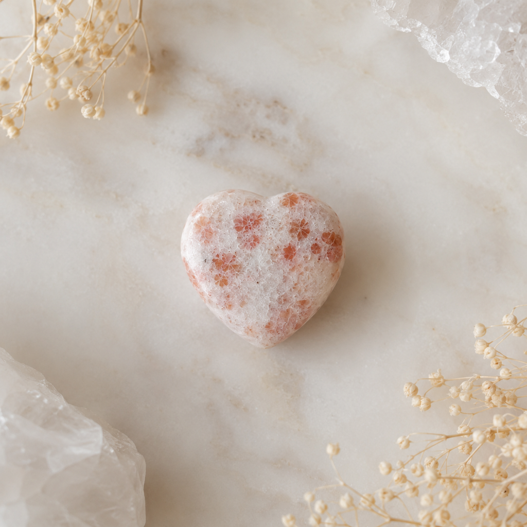 Sunstone Heart Crystal, Puffy Mini 1 Inch Pocket Crystal Heart. | Hearts | Wiccan Center