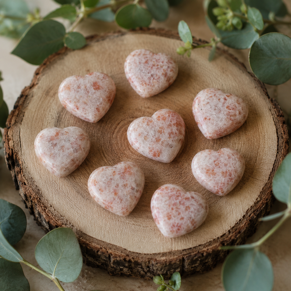 Sunstone Heart Crystal, Puffy Mini 1 Inch Pocket Crystal Heart. | Hearts | Wiccan Center