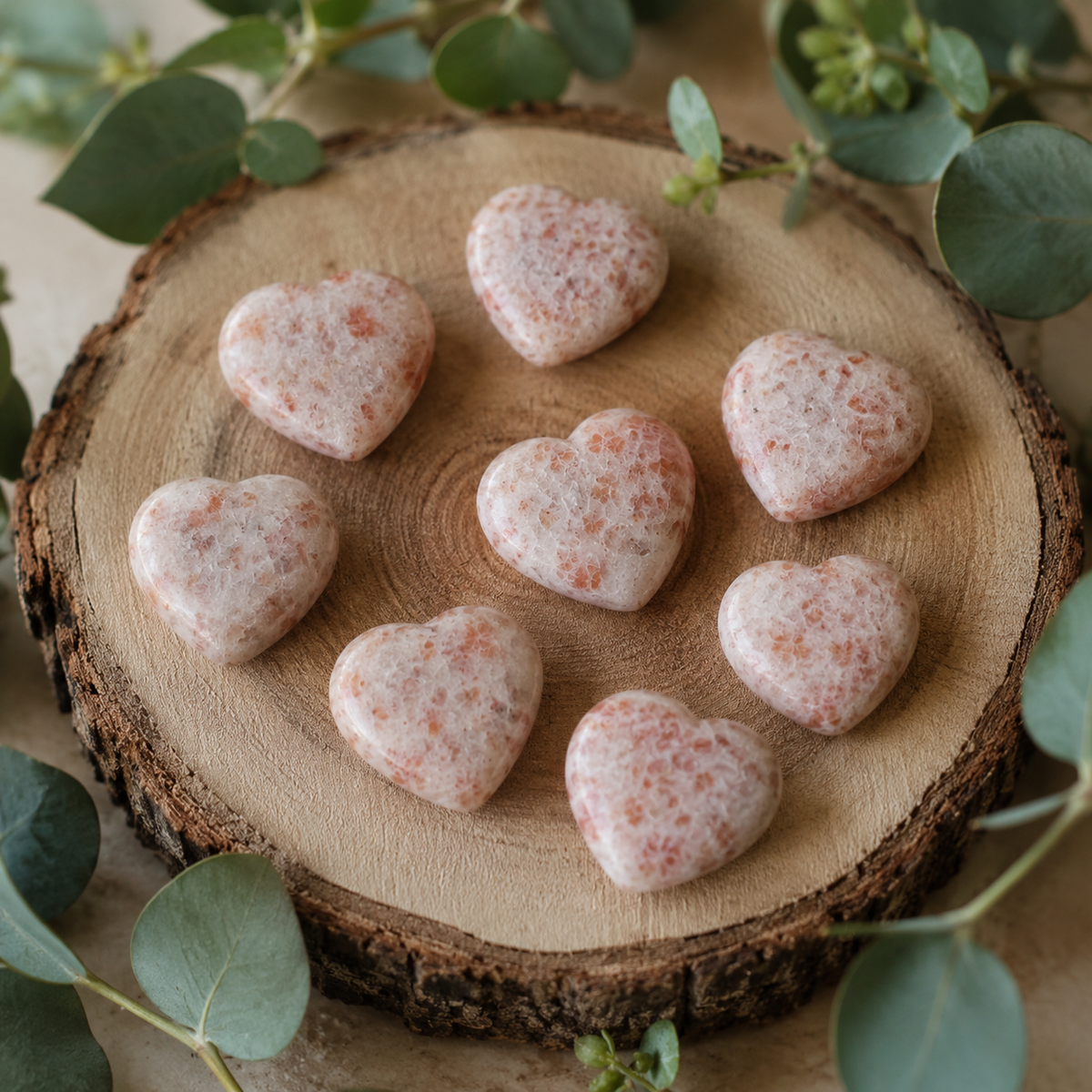 Sunstone Heart Crystal, Puffy Mini 1 Inch Pocket Crystal Heart. | Hearts | Wiccan Center