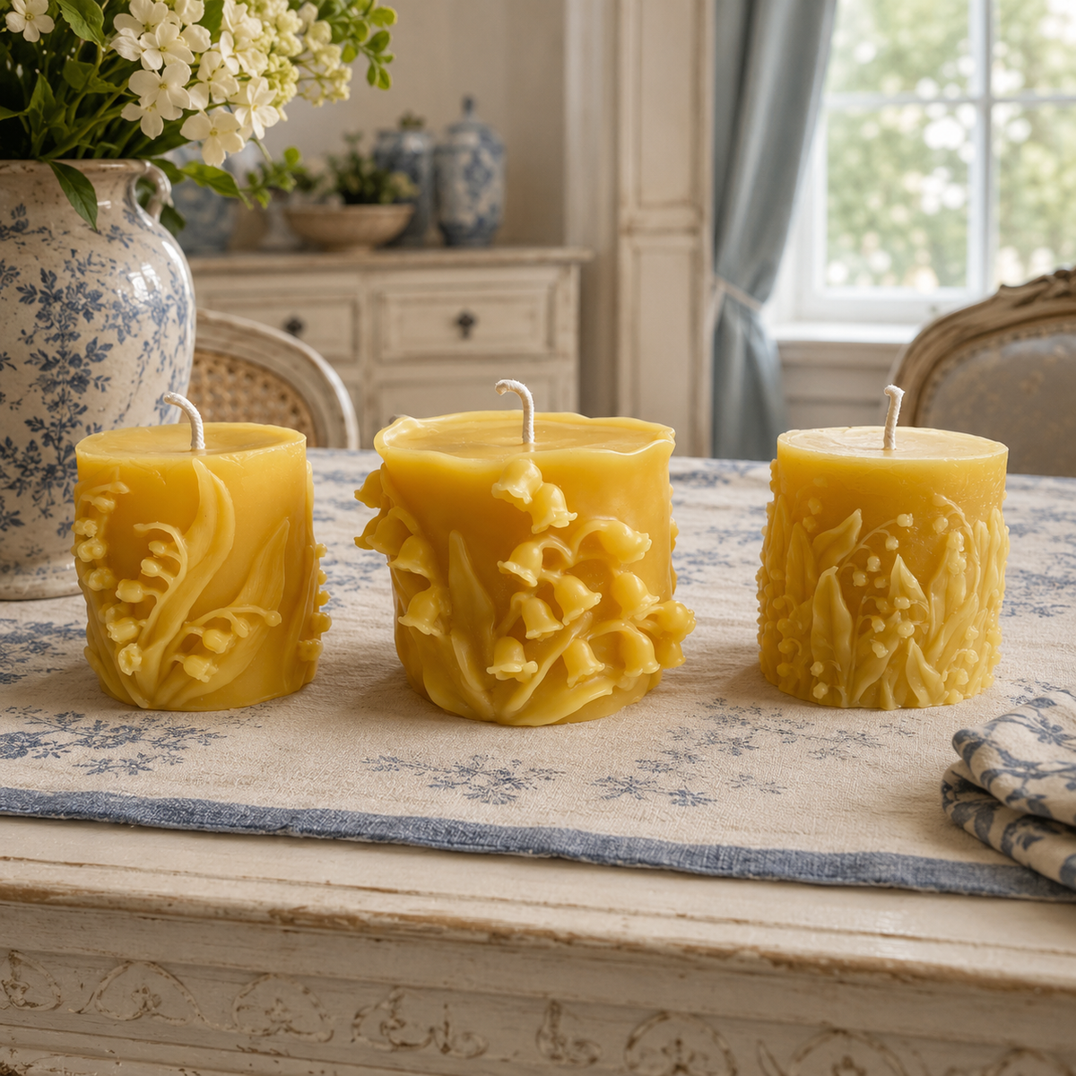 Wandering Lily of the Valley Beeswax Pillar Candles | Candles | Wiccan Center