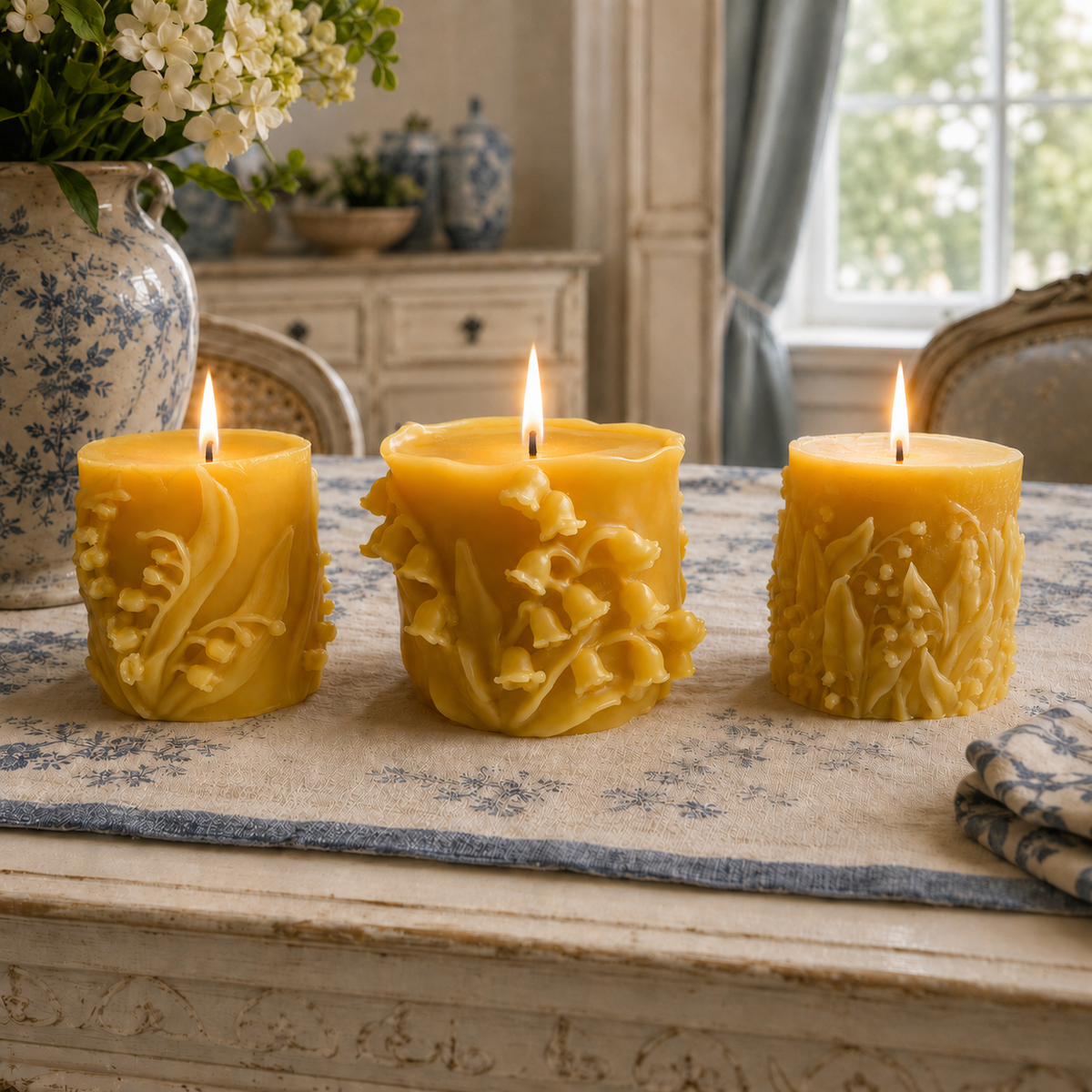 Wandering Lily of the Valley Beeswax Pillar Candles | Candles | Wiccan Center