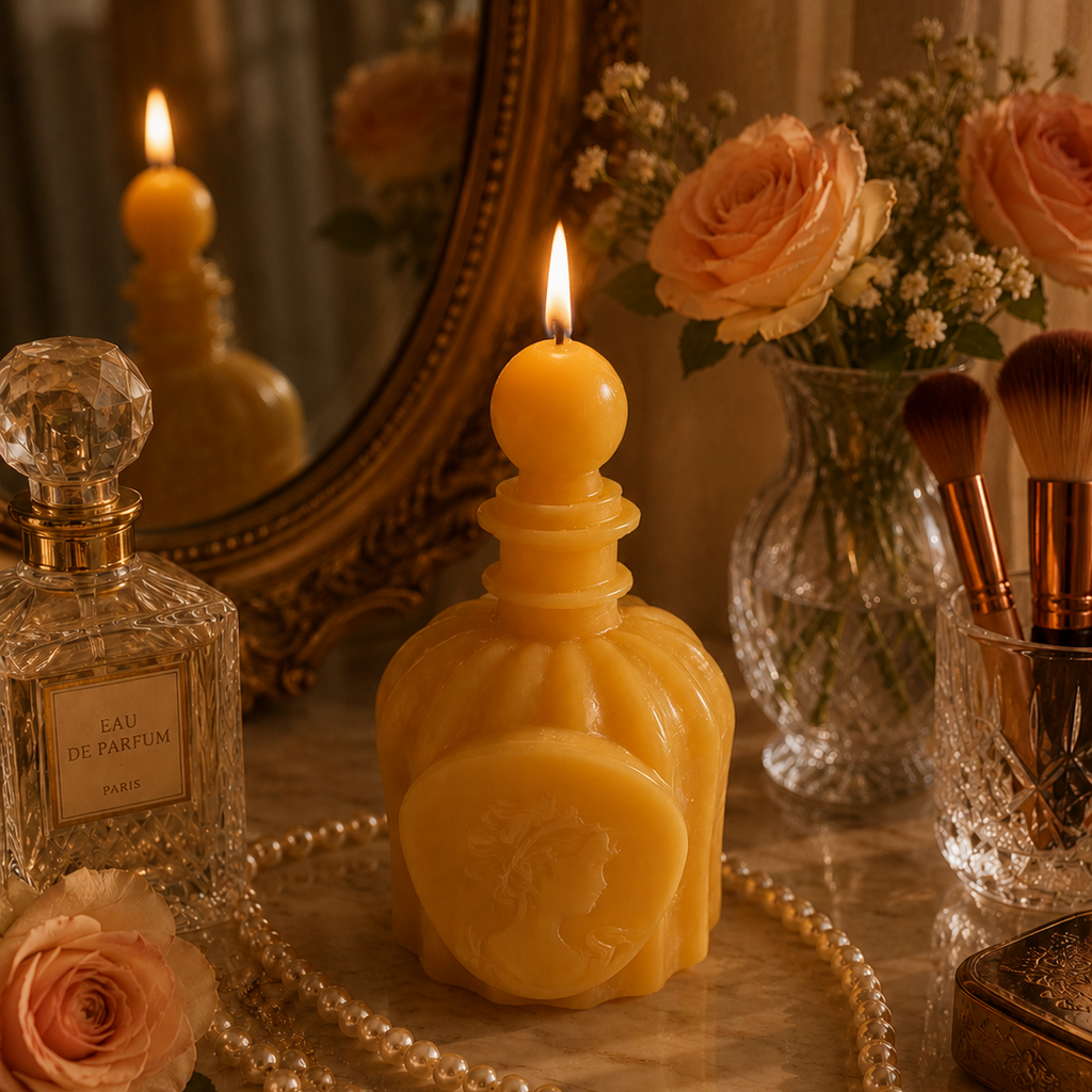 Vintage Inspired Perfume Bottle Beeswax Candle | molded candle | Wiccan Center