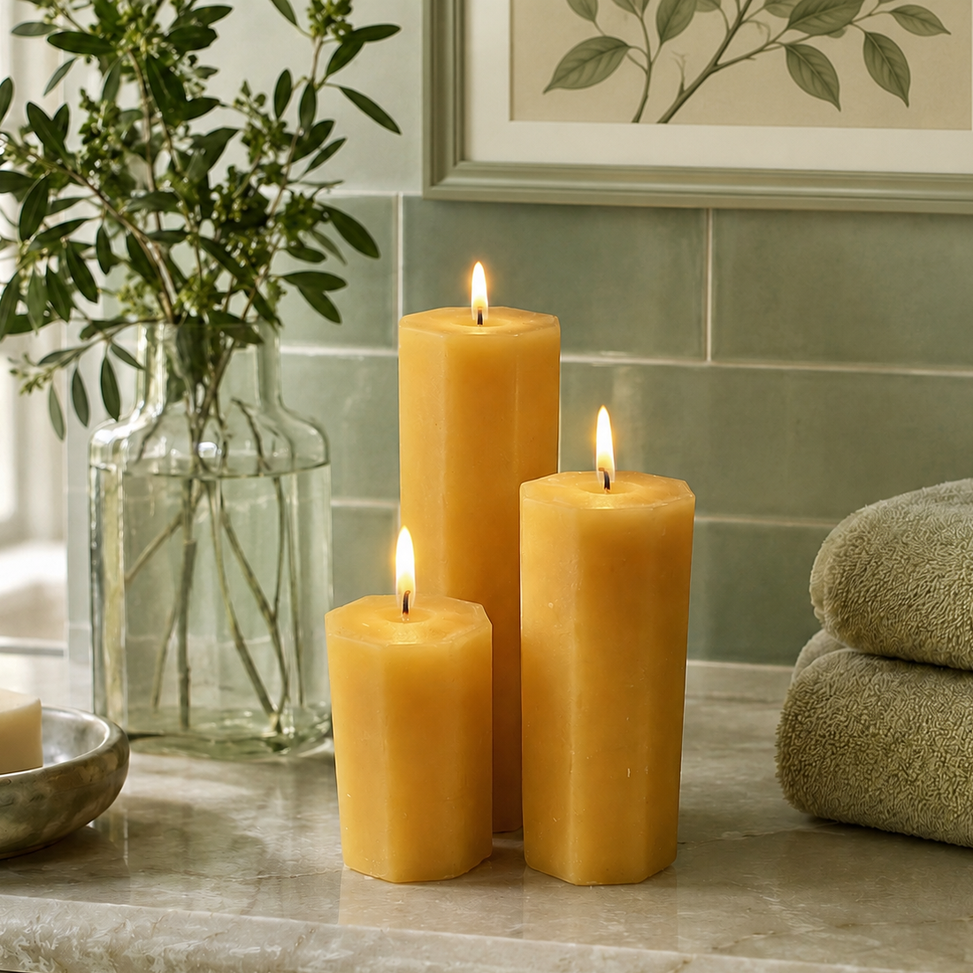 Octagon Beeswax Pillar Candles | Candles | Wiccan Center