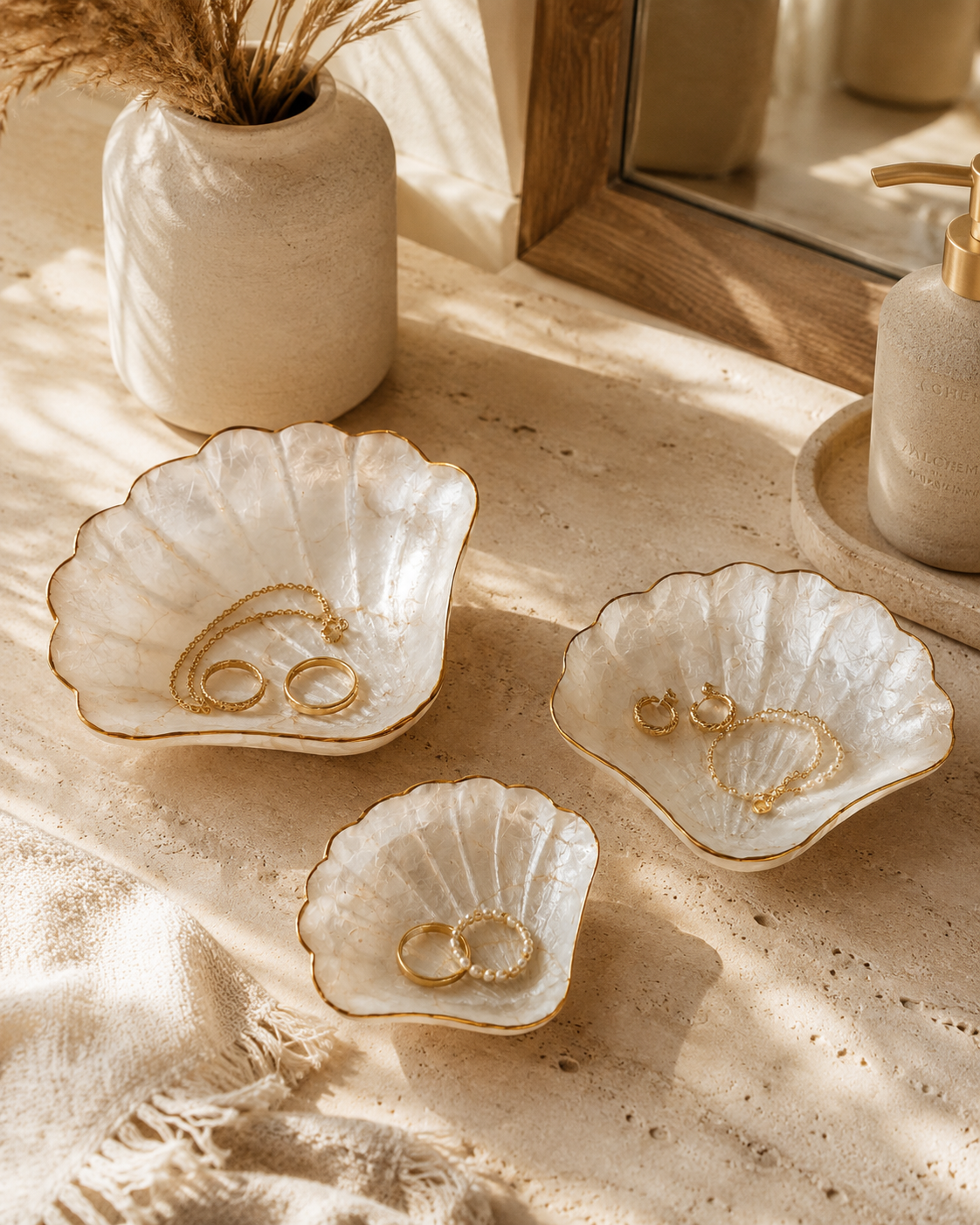 Mother of Pearl Scallop Catch-all Set of 3 | | Wiccan Center