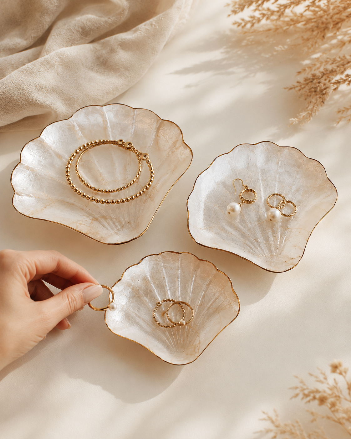 Mother of Pearl Scallop Catch-all Set of 3 | | Wiccan Center