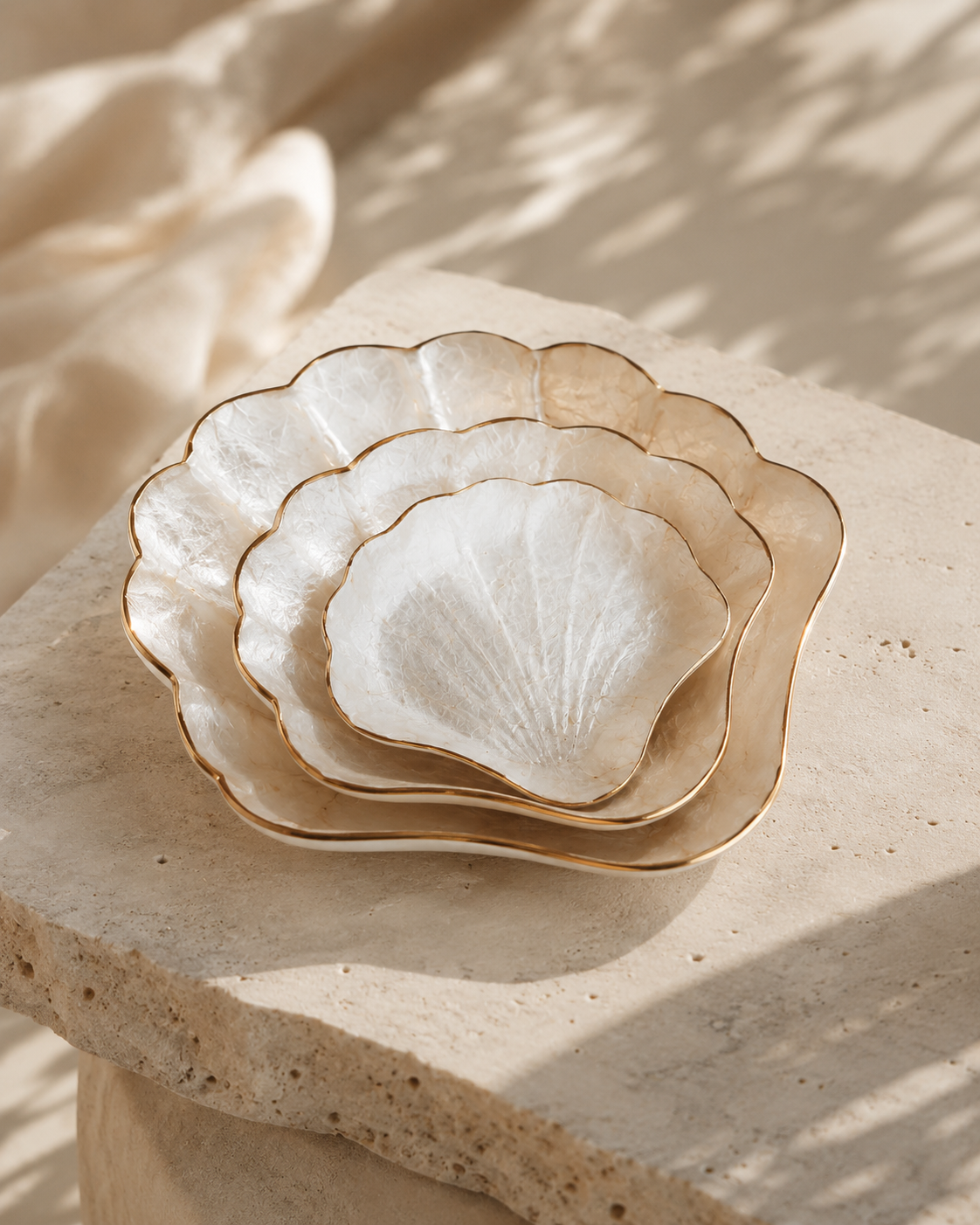 Mother of Pearl Scallop Catch-all Set of 3 | | Wiccan Center