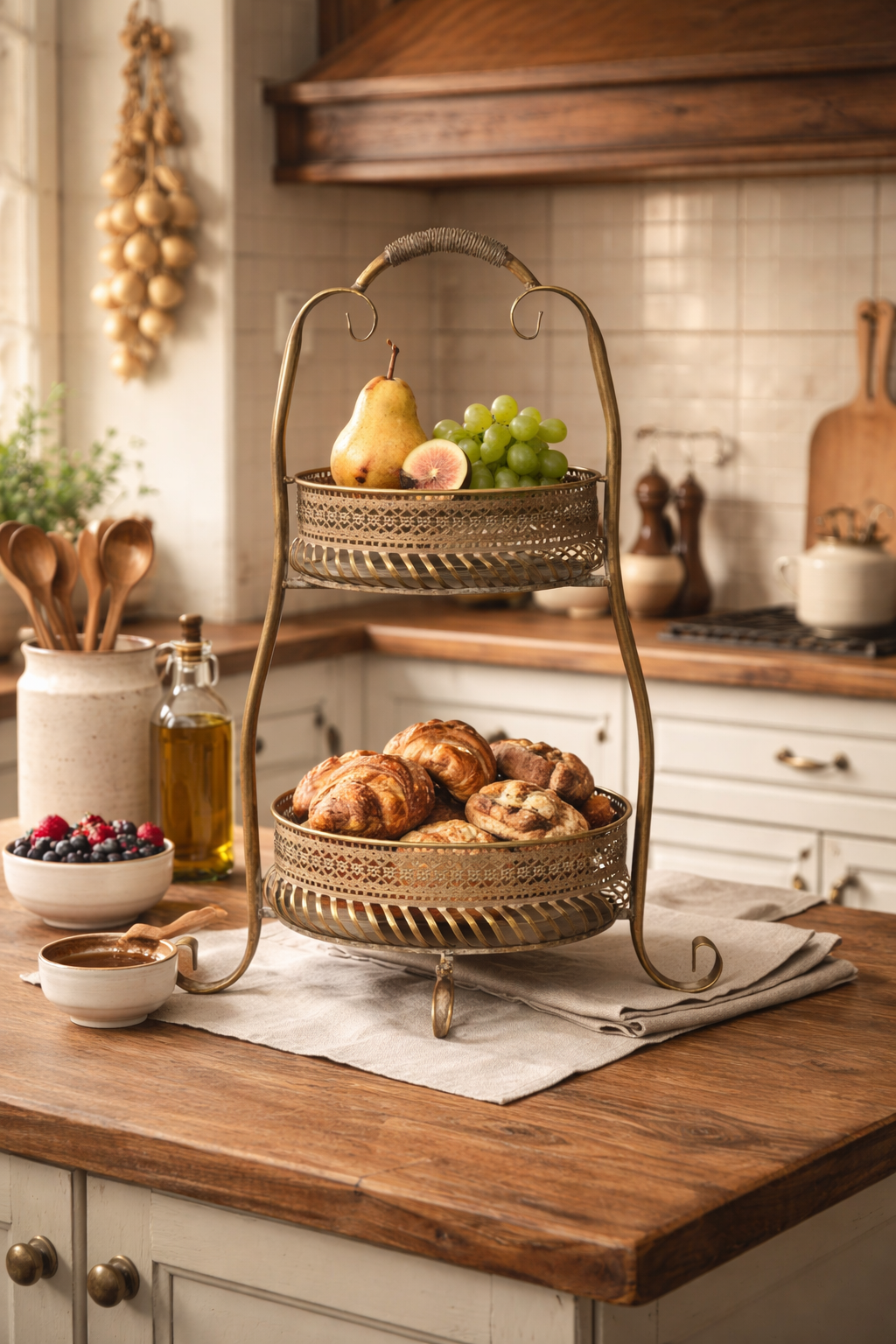 Vintage 2-Tier Metal Bar Cart Stand | | Wiccan Center