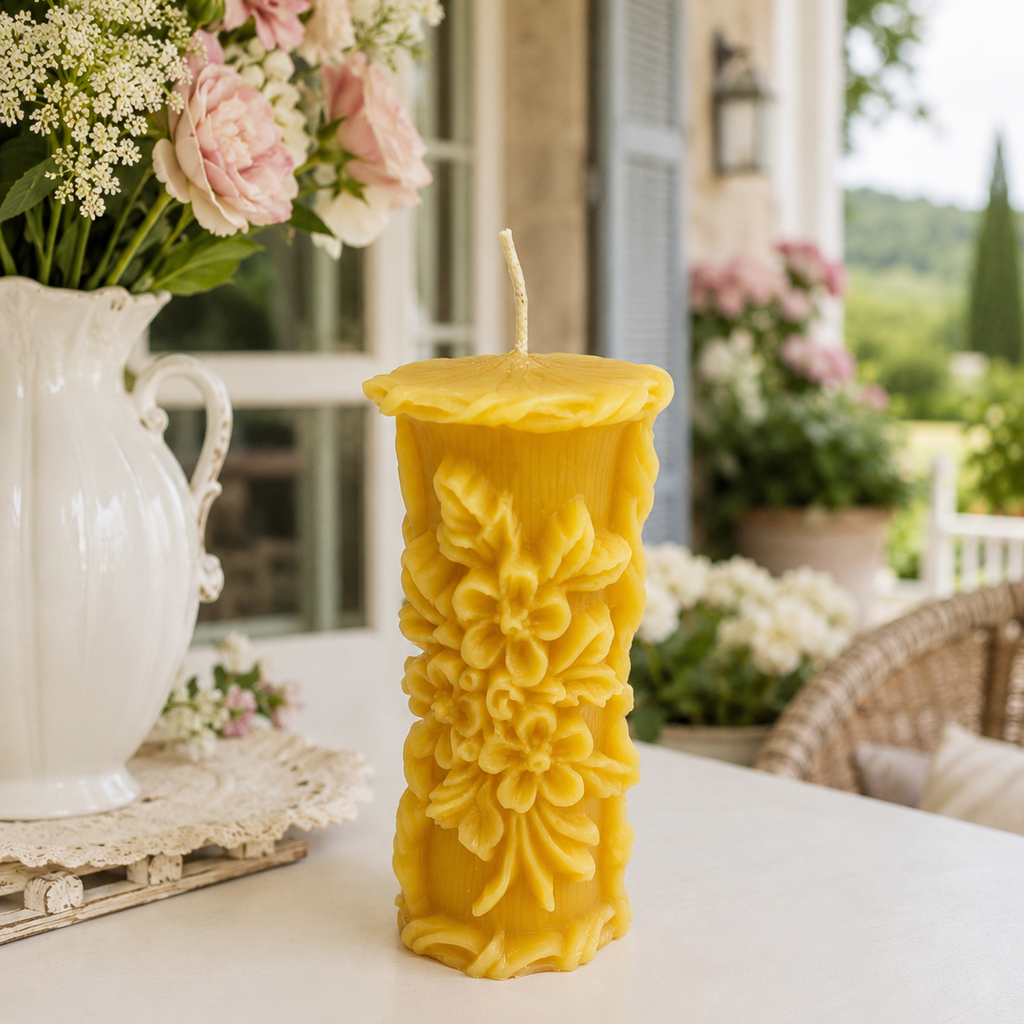 Golden Meadow Wildflower Beeswax Pillar Candle | Pillar Candles | Wiccan Center
