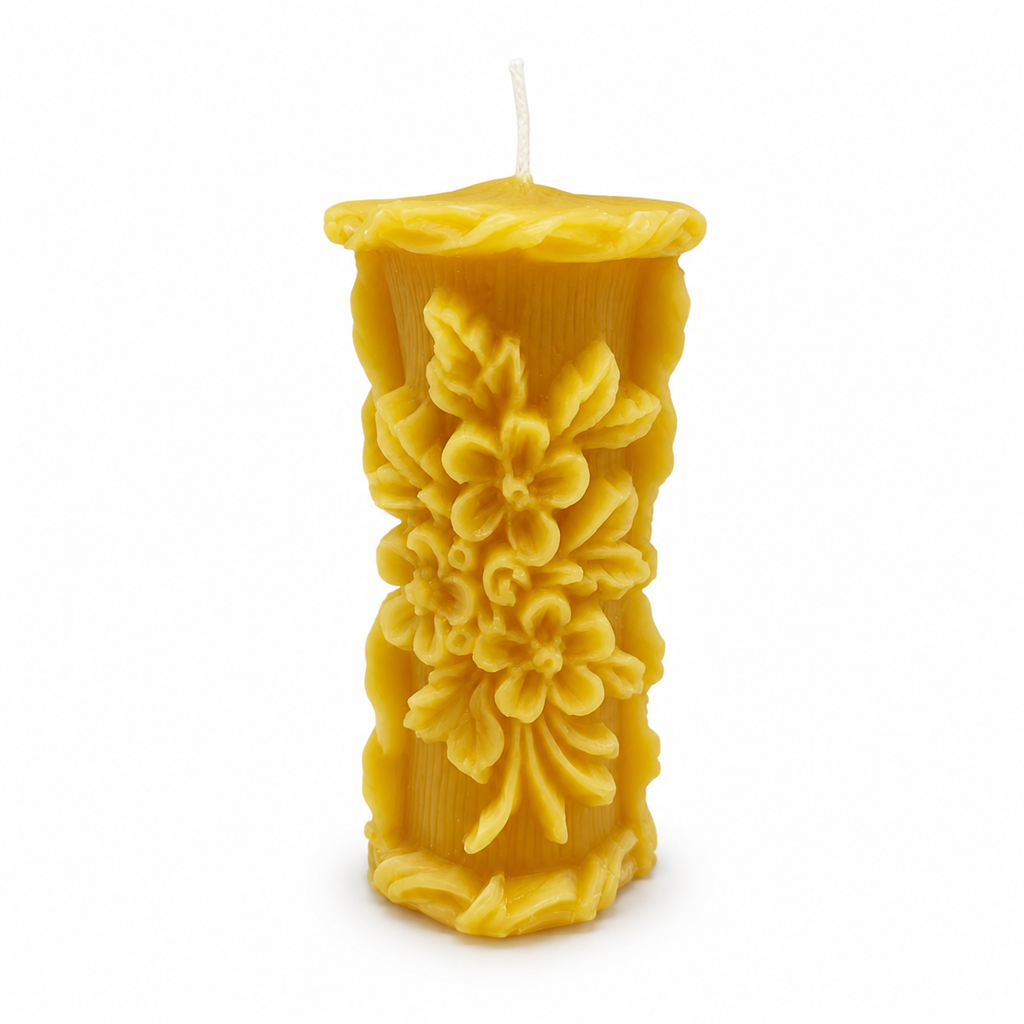 Golden Meadow Wildflower Beeswax Pillar Candle | Pillar Candles | Wiccan Center